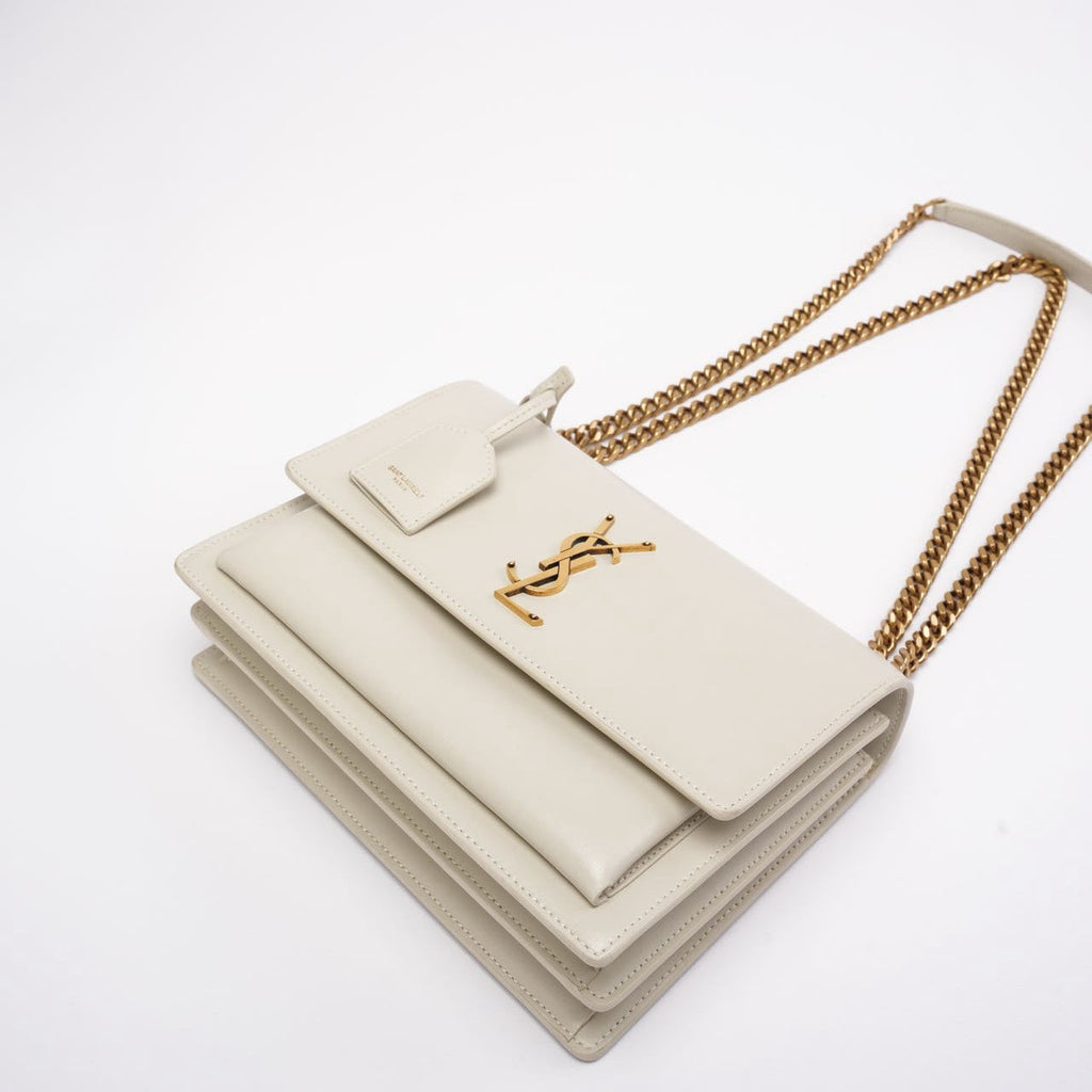Saint Laurent White Calfskin Medium Monogram Sunset 2021