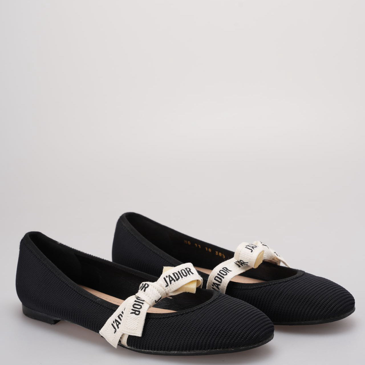 Christian Dior Mary Jane Ballet Flats with Bow Accents In Black EU 38.5