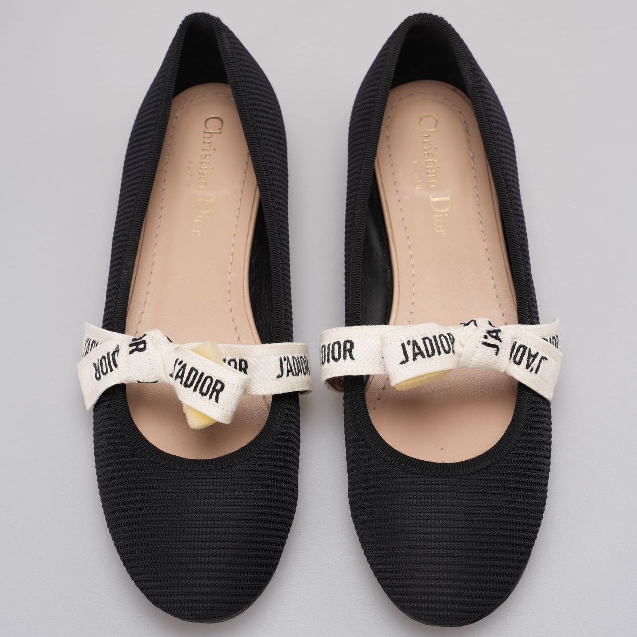 Christian Dior Mary Jane Ballet Flats with Bow Accents In Black EU 38.5
