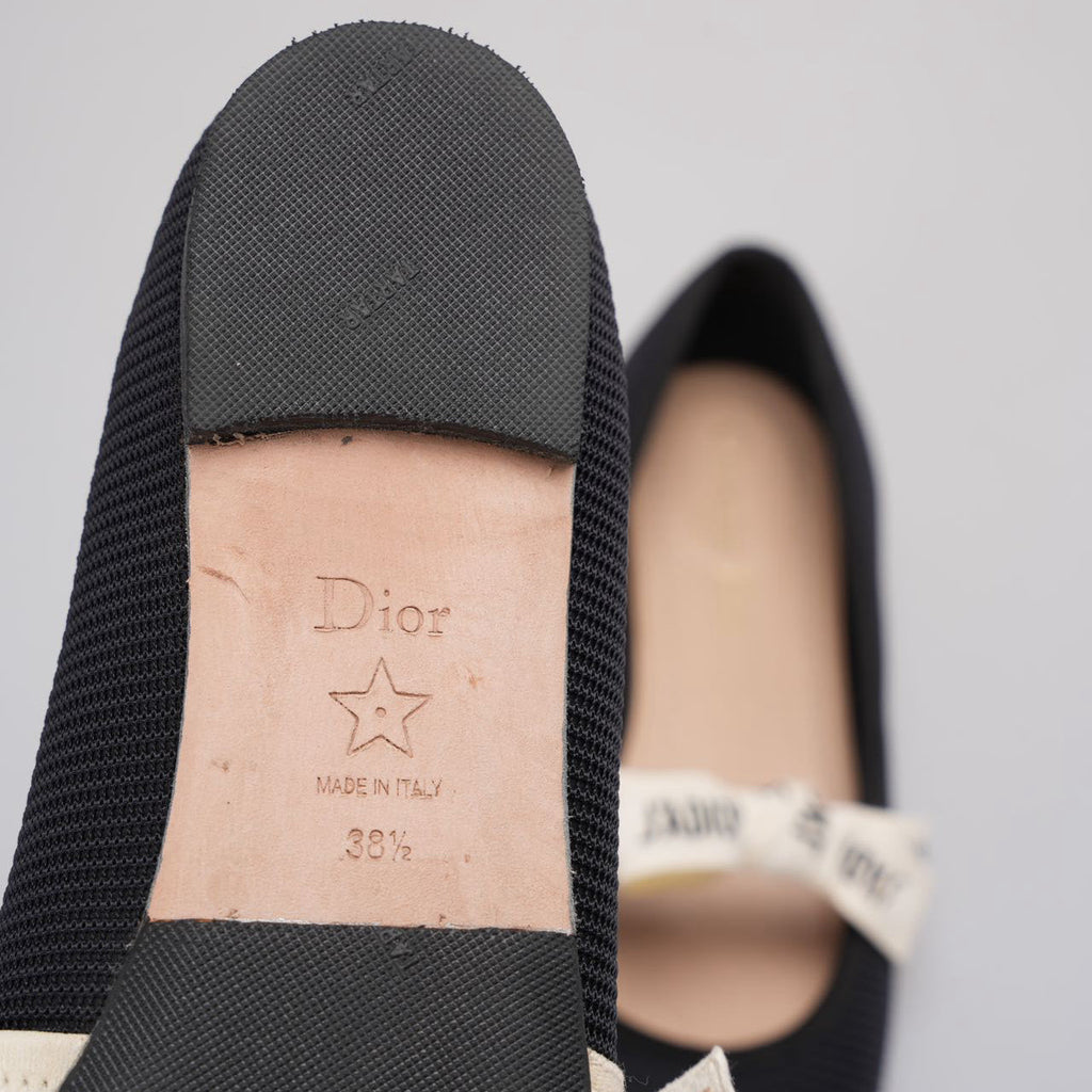Christian Dior Mary Jane Ballet Flats with Bow Accents In Black EU 38.5