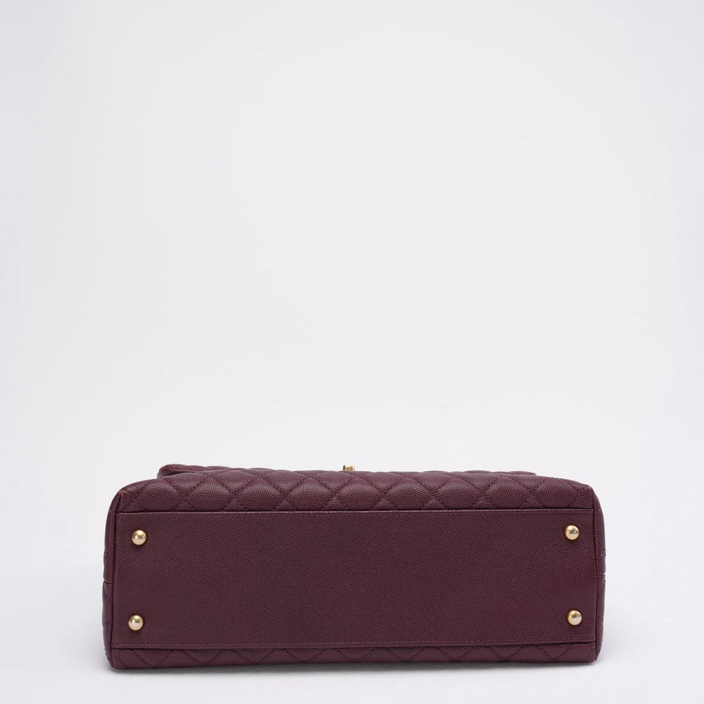 Chanel Burgundy Quilted Coco Lizard Handle Flap Caviar 2017