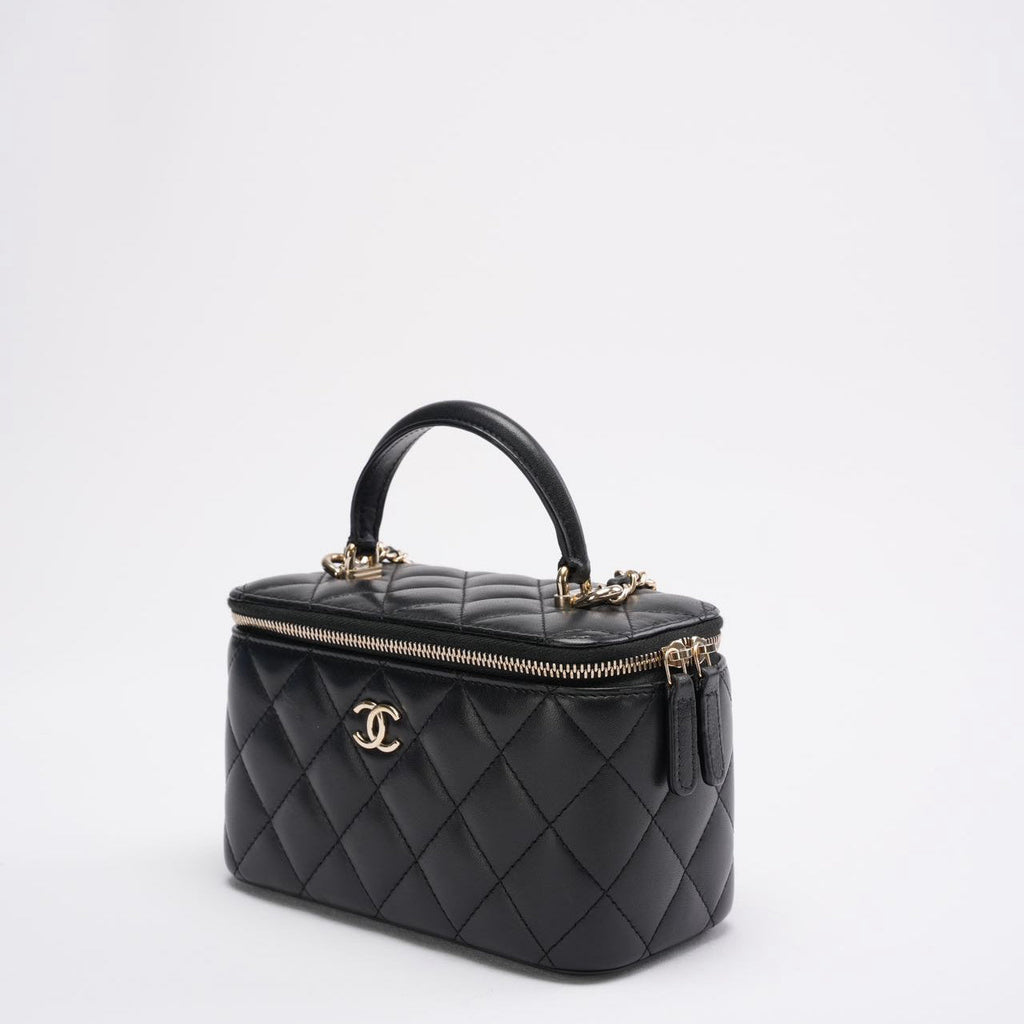Chanel Black Small Lambskin Top Handle Vanity Case