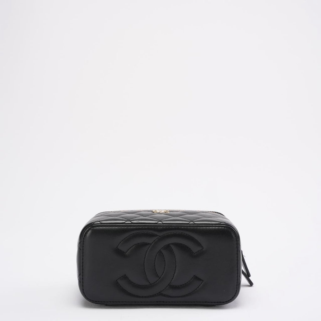 Chanel Black Small Lambskin Top Handle Vanity Case