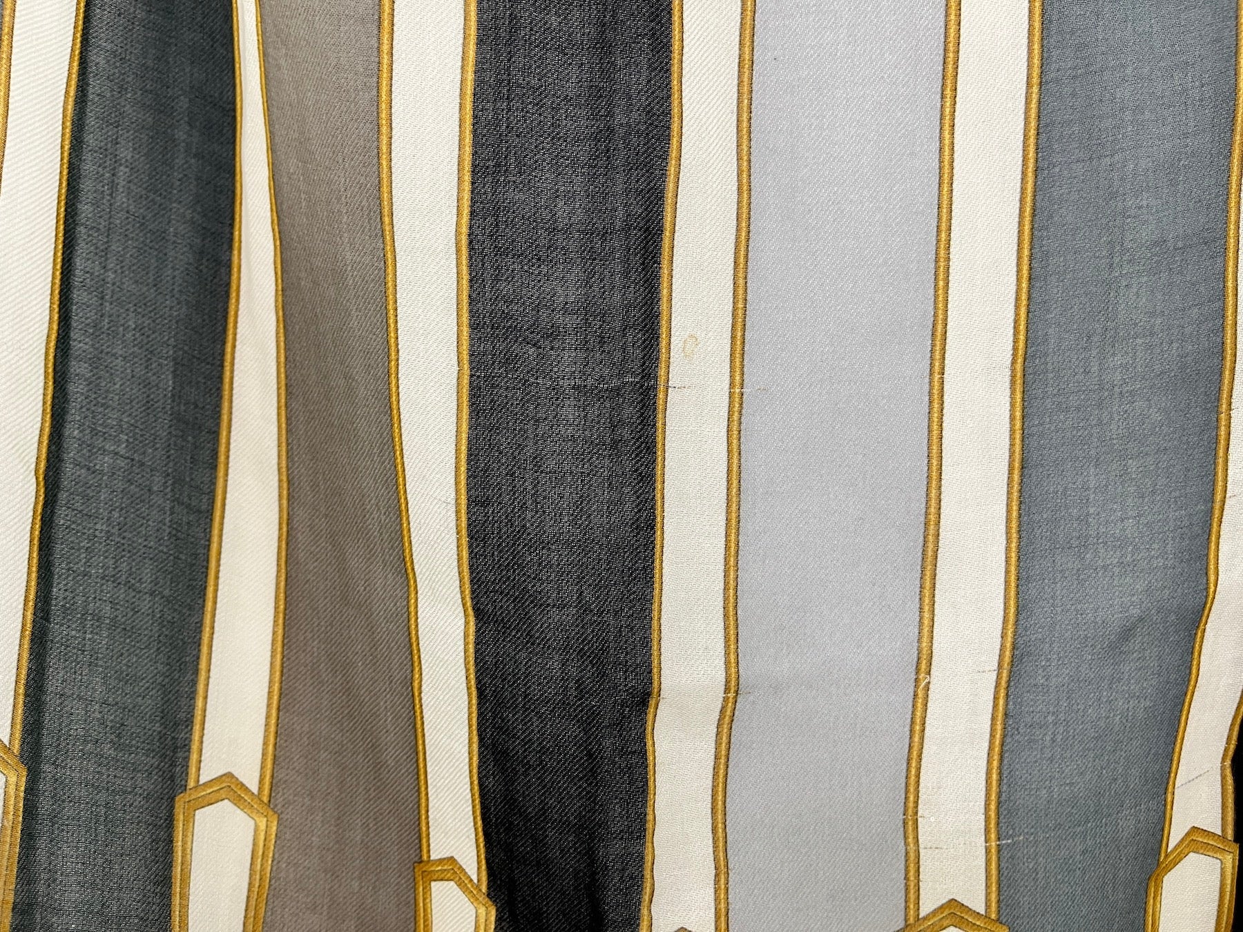 CHANEL Black Gray Cashmere Rectangular Fringe Scarf