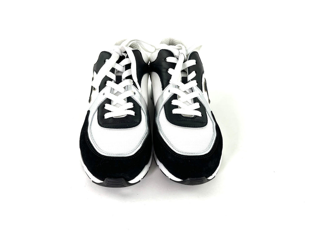 CHANEL 23C White Black Interlocking CC Sneakers 40.5