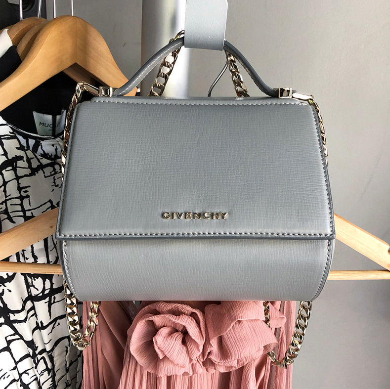 Givenchy Grey Mini Pandora Box Chain Crossbody Bag