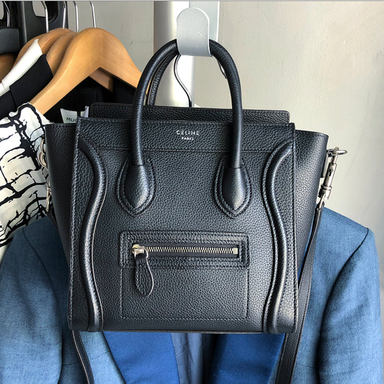 Celine Black Nano Mini Crossbody Phantom Luggage Tote Bag