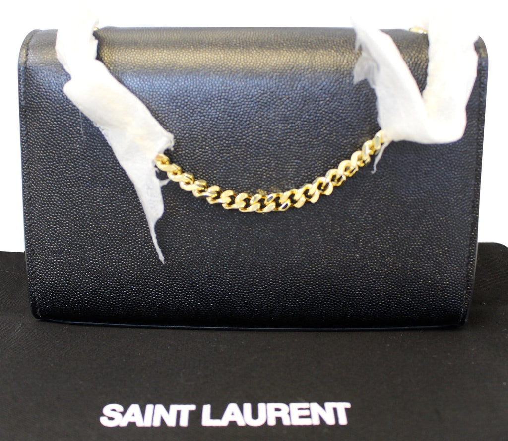 YVES SAINT LAURENT Kate Black Leather Chain Clutch Crossbody Bag