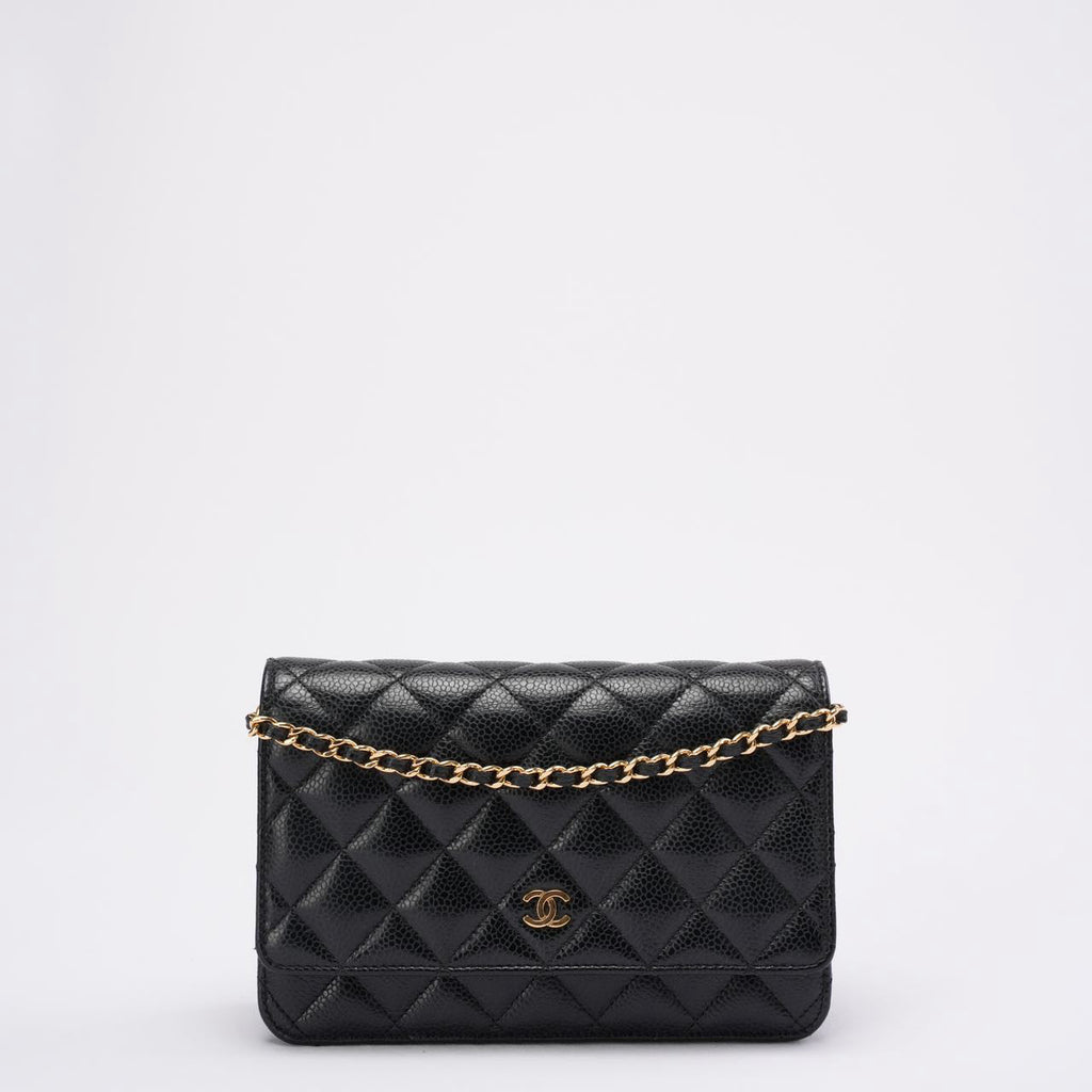 Chanel Black Quilted Caviar Leather Classic Wallet on Chain 2021