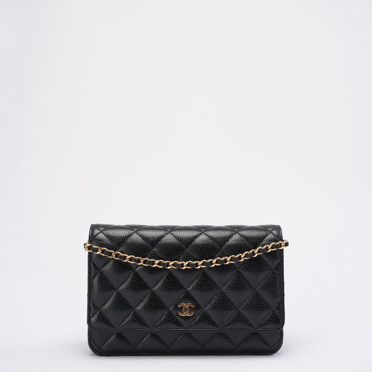 Chanel Black Quilted Caviar Leather Classic Wallet on Chain 2021