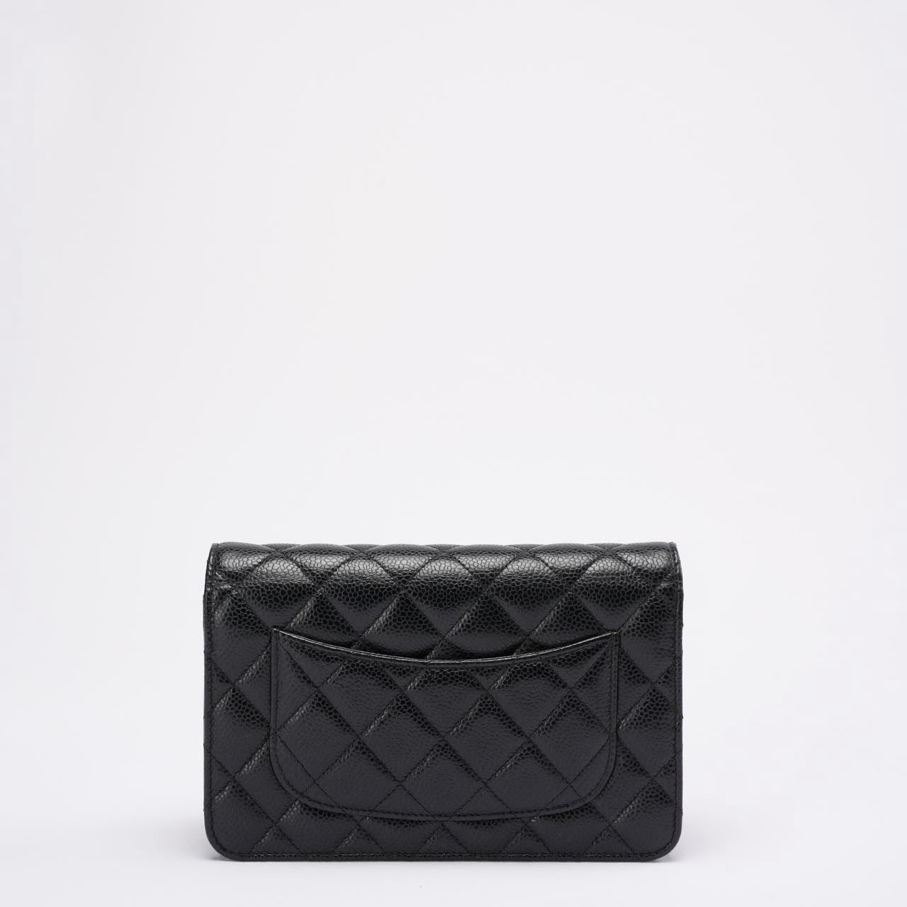 Chanel Black Quilted Caviar Leather Classic Wallet on Chain 2021