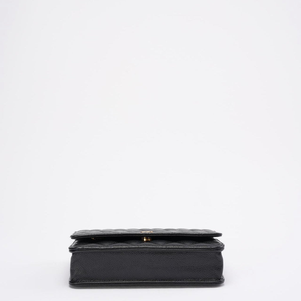 Chanel Black Quilted Caviar Leather Classic Wallet on Chain 2021