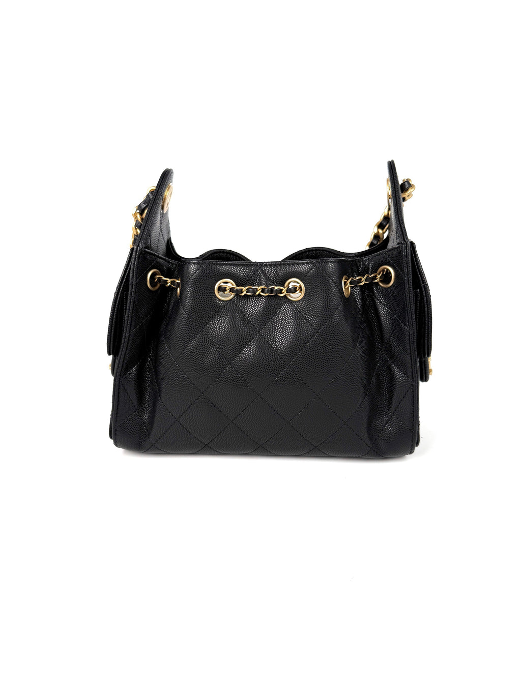 New CHANEL 25 Mini Black Quilted Caviar Leather Shoulder Bag