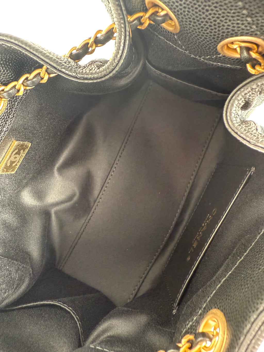 CHANEL 25 Mini Black Quilted Caviar Leather Shoulder Bag