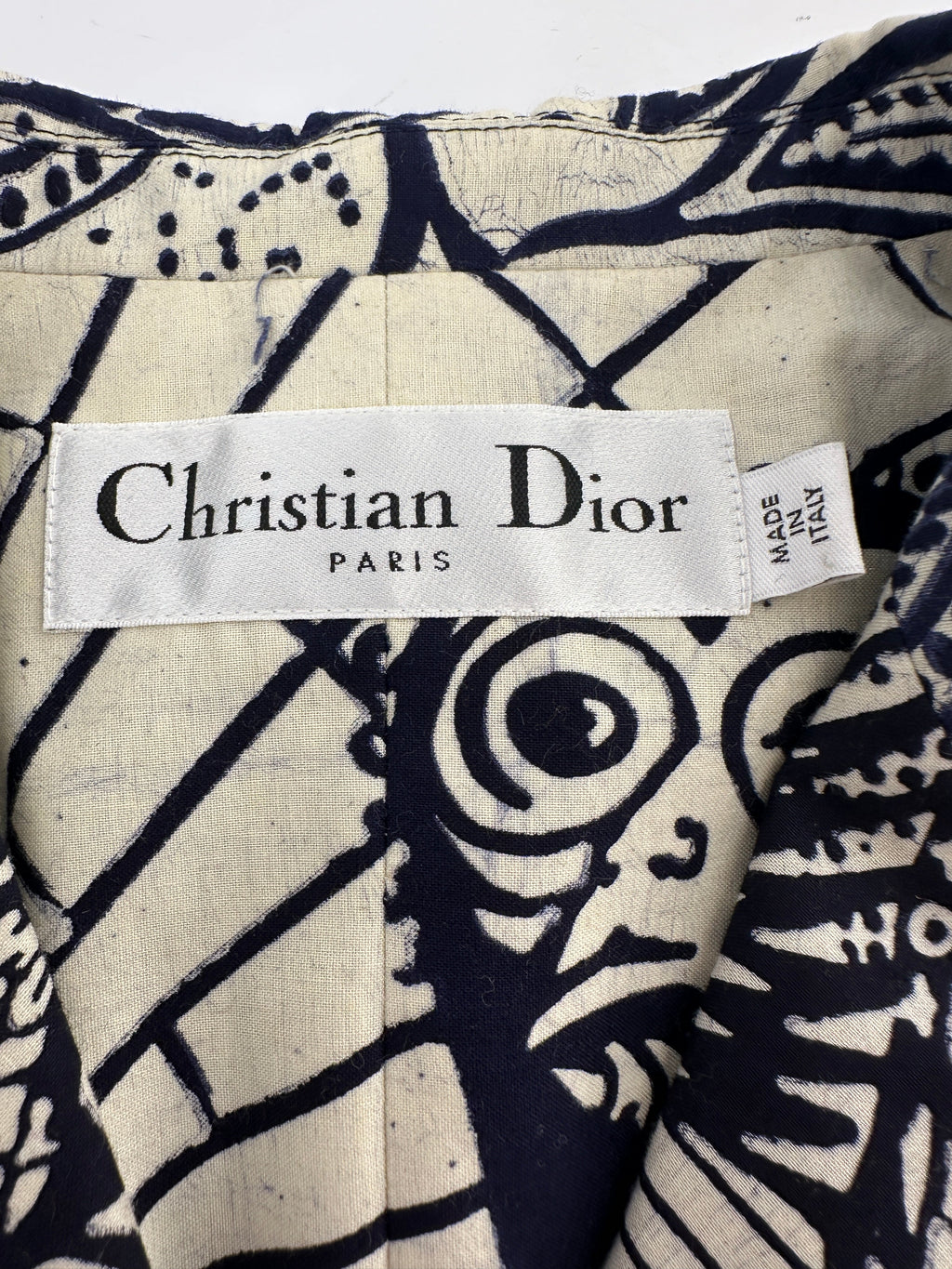 Christian Dior Cruise 2020 Cream and Blue Botanical Printed Button Down Bar Jacket Size FR 38 (UK 10)