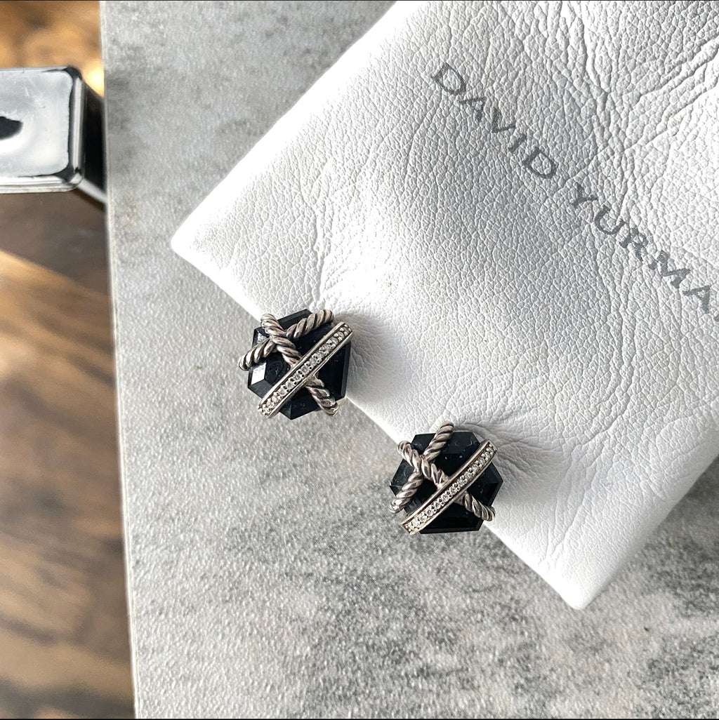 David Yurman Black Cable Wrap Diamond Earrings