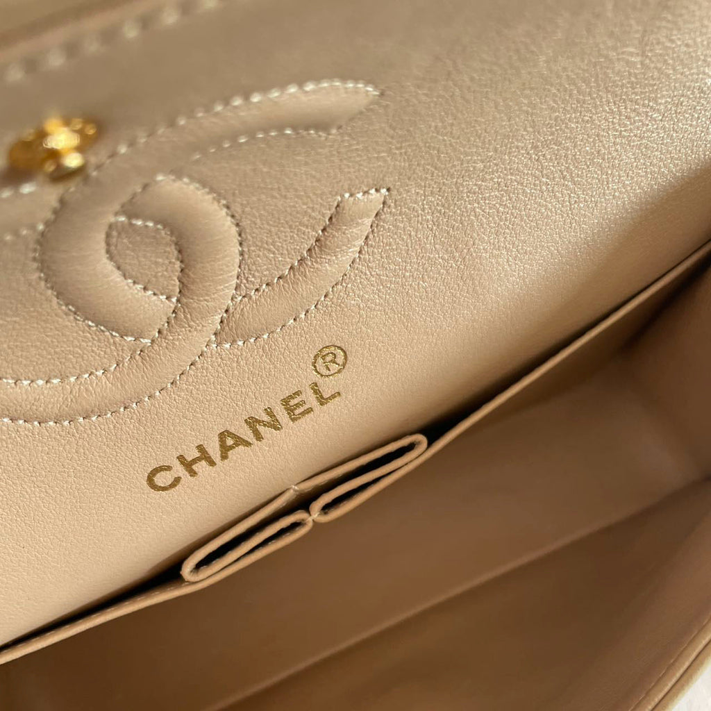 Chanel Vintage Beige Small Classic Double Flap Bag 1994
