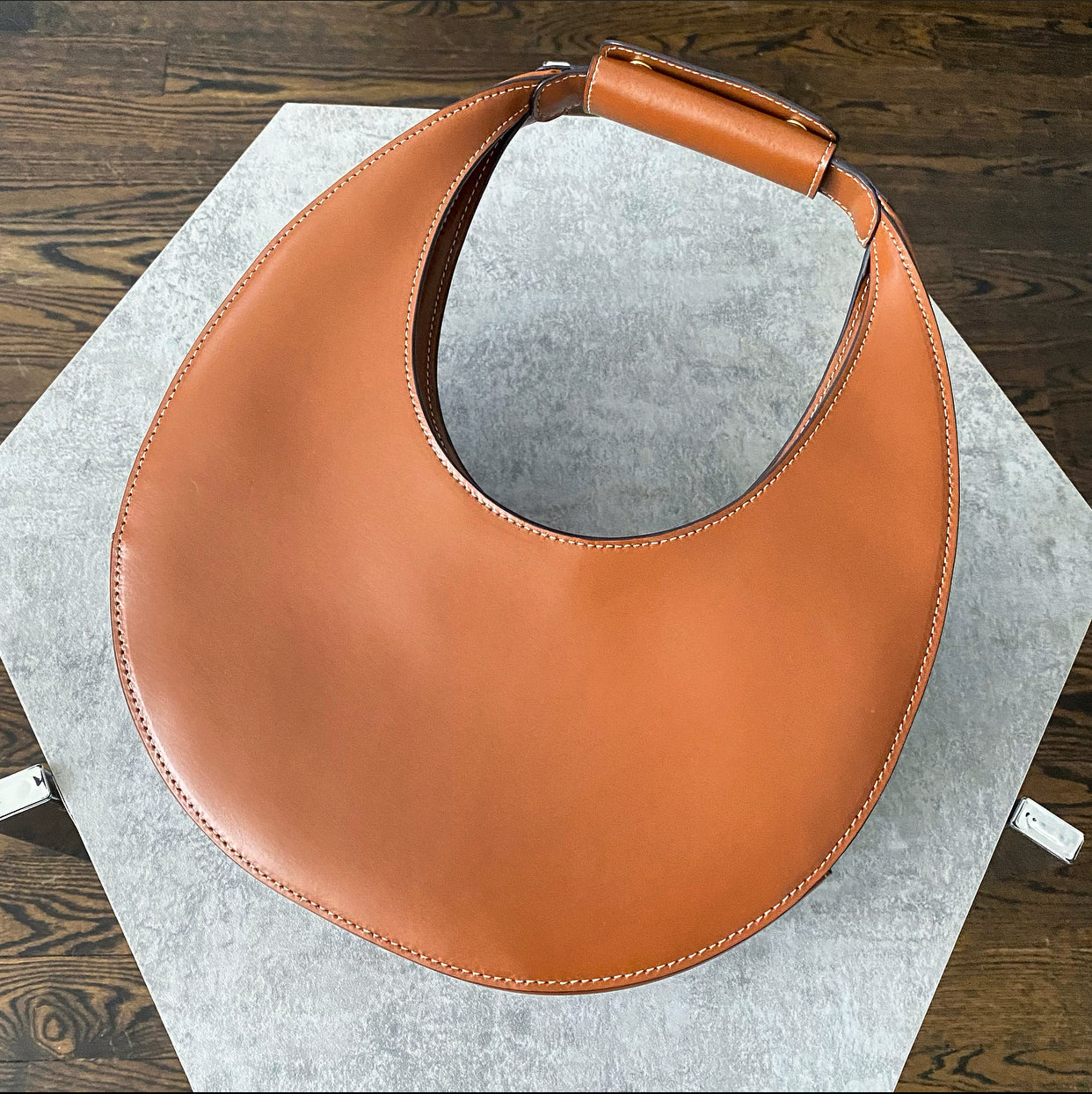 Staud Tan Smooth Leather Moon Bag