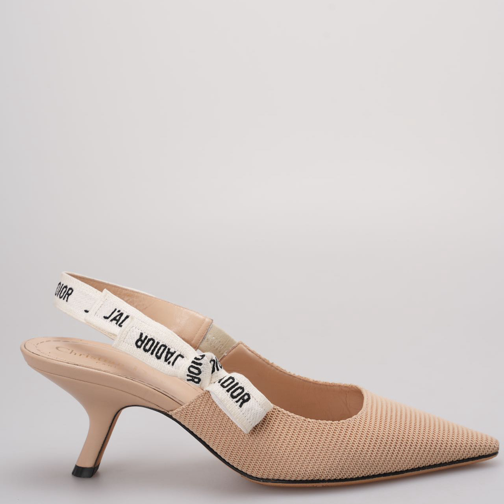 Christian Dior Beige Fabric J'adior Slingback Pumps Size 38.5