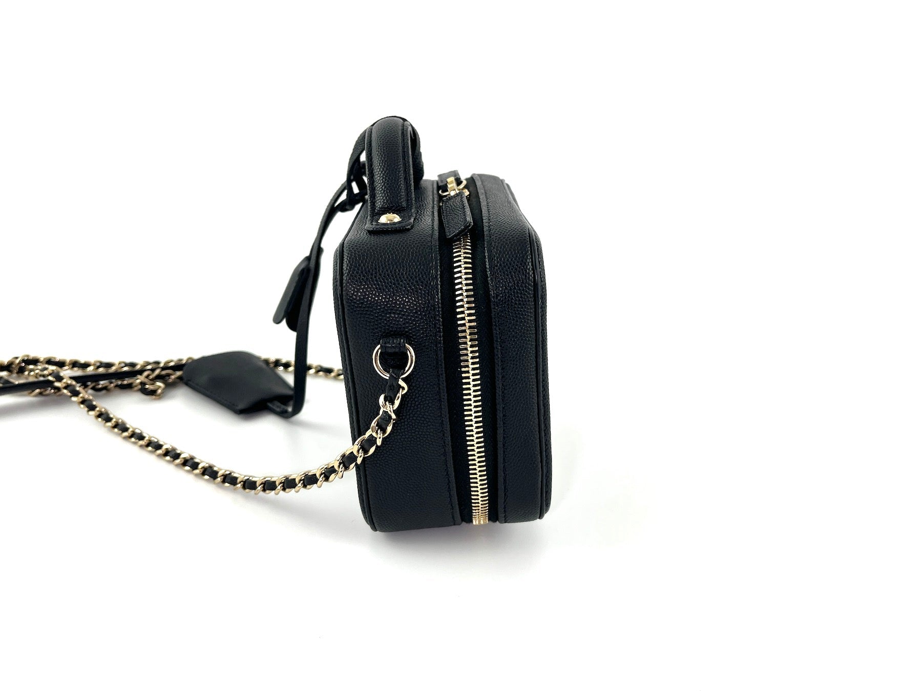 CHANEL Filigree Small Black Caviar Cosmetic Crossbody Vanity Case Bag