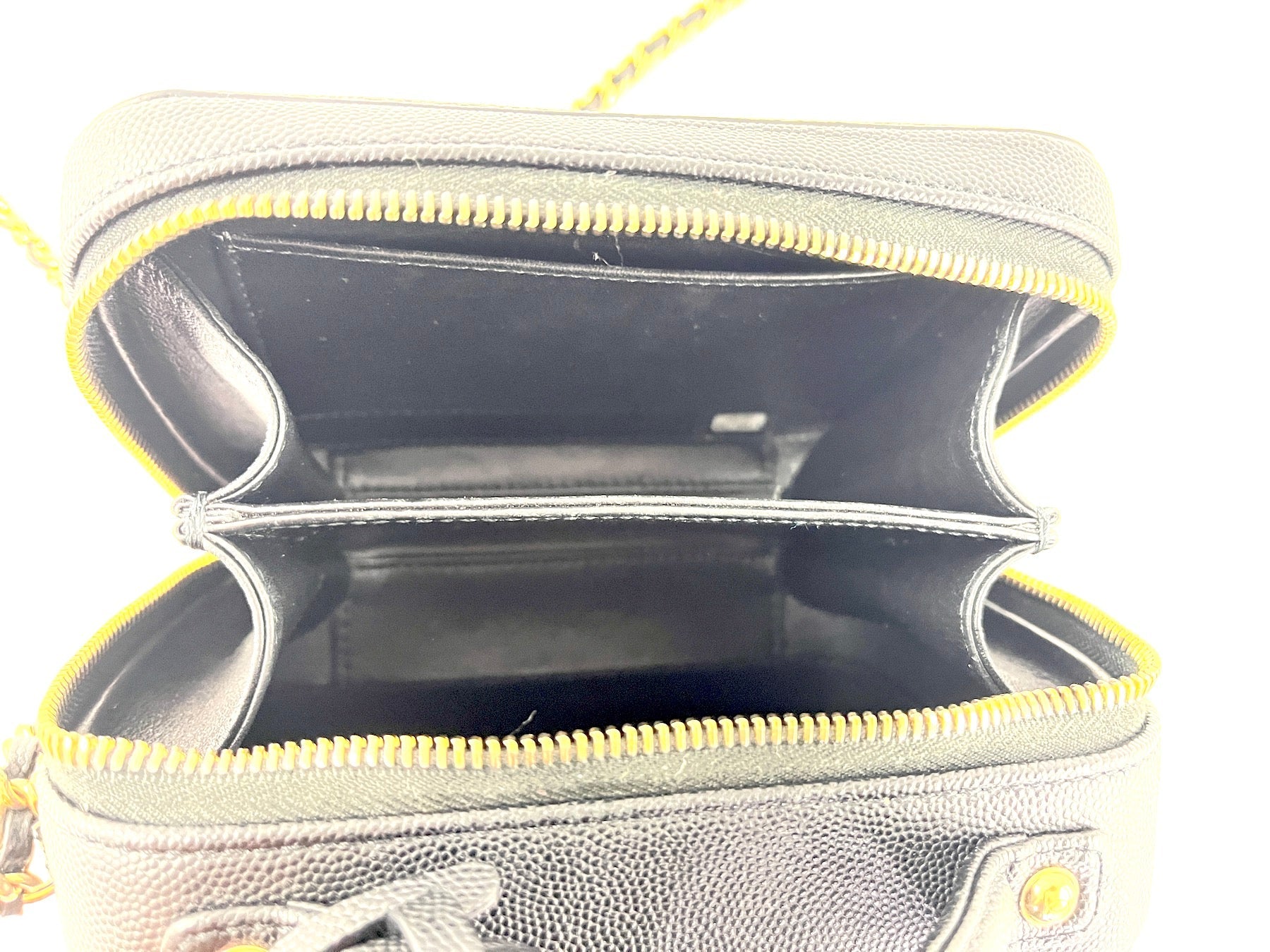 CHANEL Filigree Small Black Caviar Cosmetic Crossbody Vanity Case Bag