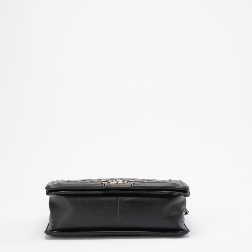 Chanel Boy Medium Black Flap Bag Quilted Lambskin 2014