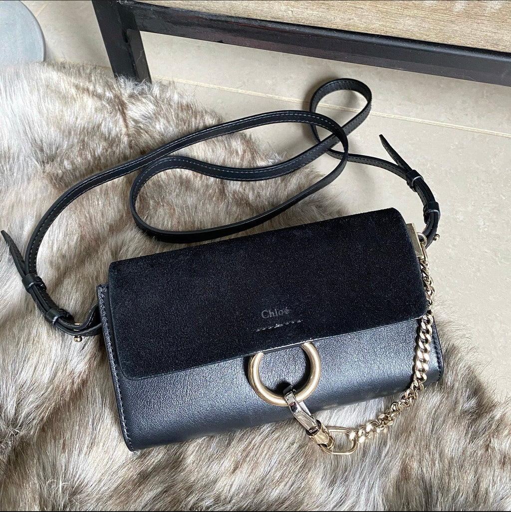 Chloe Black Mini Faye Wallet on Strap Crossbody Bag