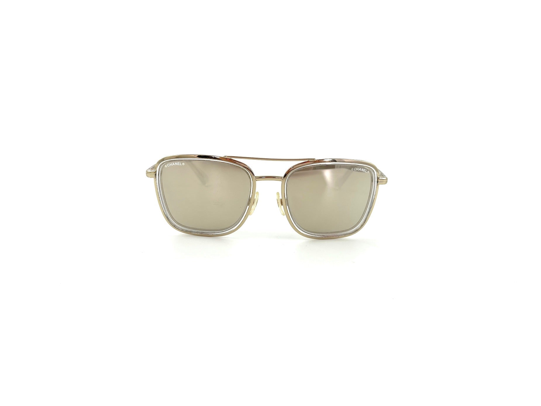 CHANEL Aviator Mirrored 4241 Gold CC Sunglasses