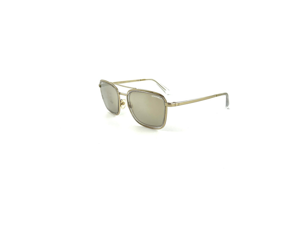 CHANEL Aviator Mirrored 4241 Gold CC Sunglasses