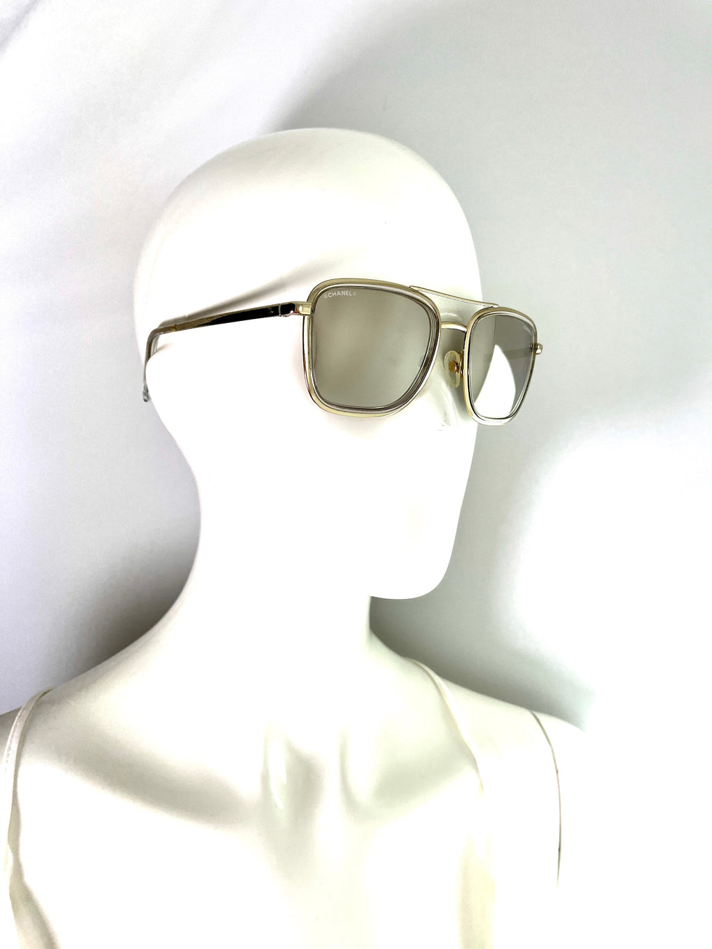 CHANEL Aviator Mirrored 4241 Gold CC Sunglasses