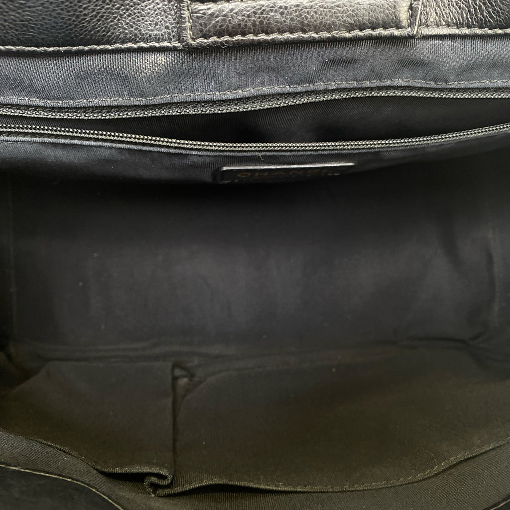 Chanel Black Quilted Caviar Leather Straight Line Tote Bag