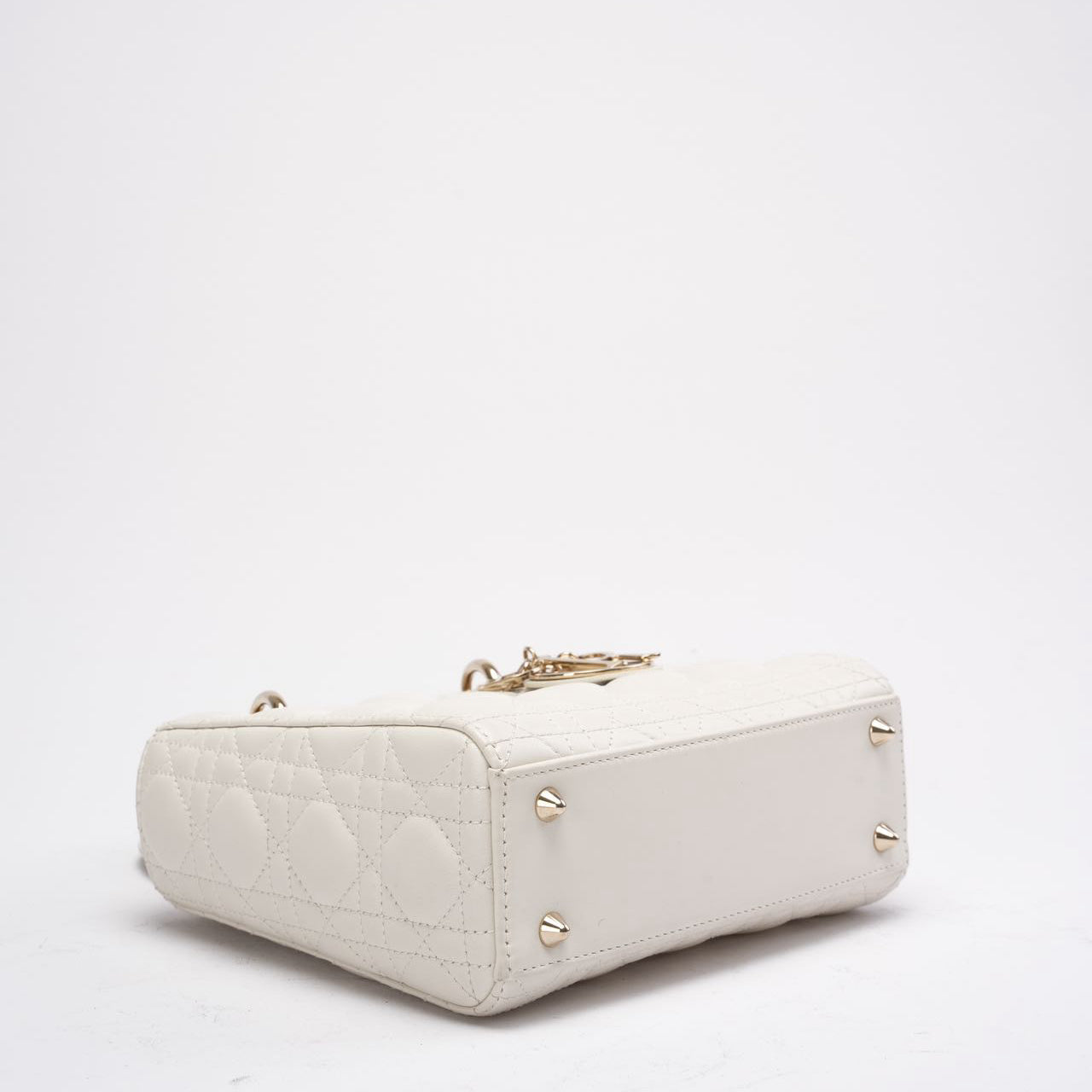 Christian Dior White Small Lady Dior in Cannage Lambskin 2020