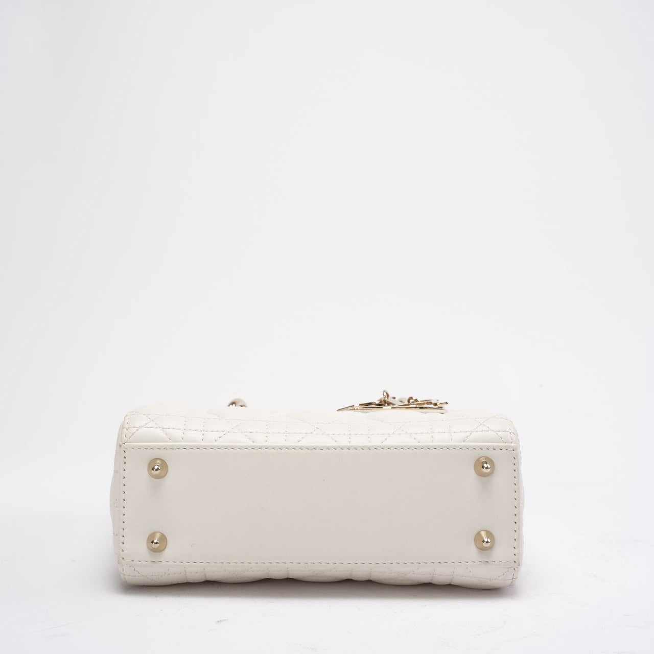 Christian Dior White Small Lady Dior in Cannage Lambskin 2020