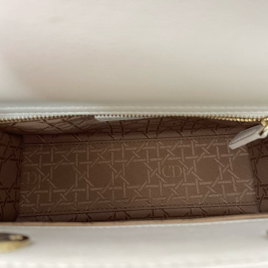 Christian Dior White Small Lady Dior in Cannage Lambskin 2020