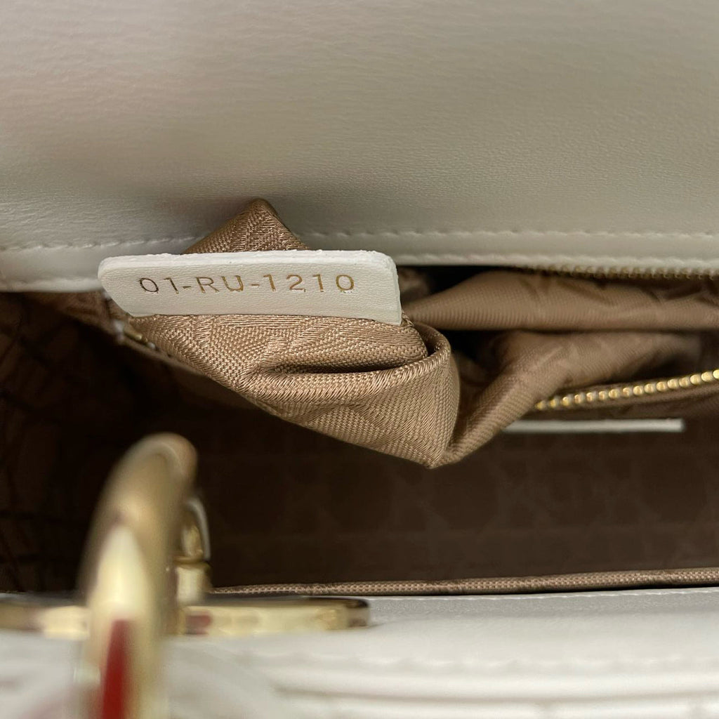 Christian Dior White Small Lady Dior in Cannage Lambskin 2020