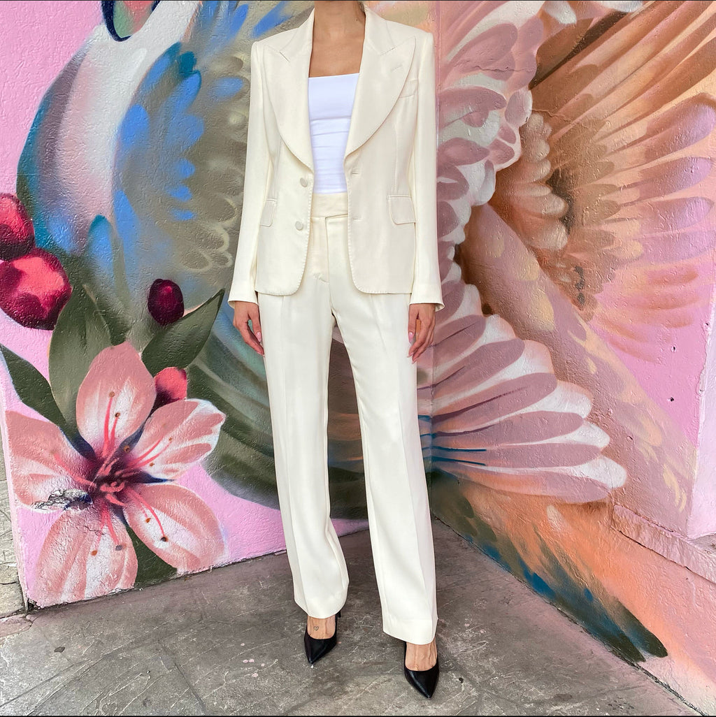 Tom Ford Ivory Silk Pants Suit - IT40 / USA 4