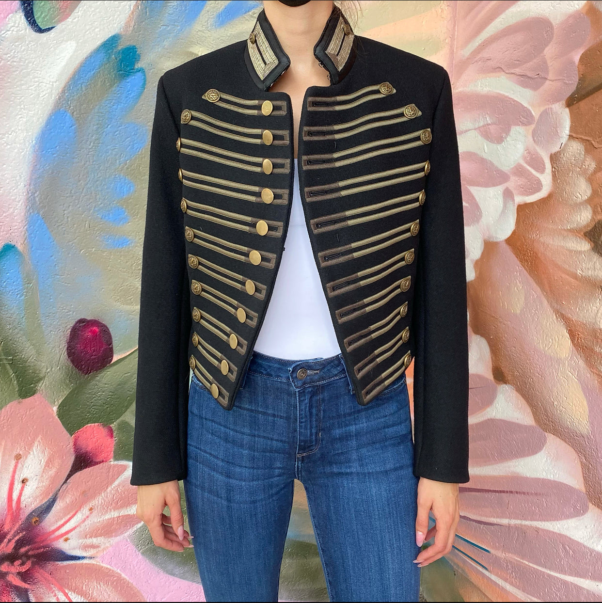 Saint Laurent Felt Wool Military Embroidered Jacket - FR36