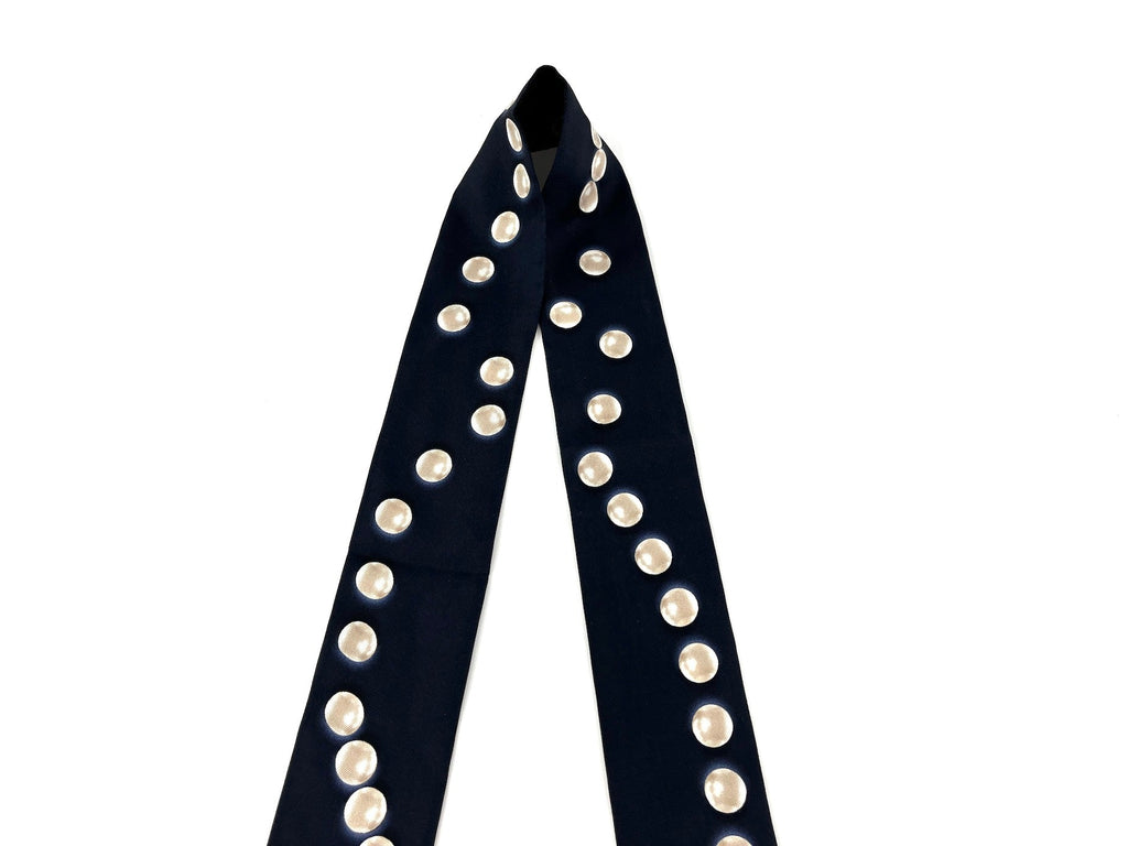 CHANEL Pearl Silk Pearl Print CC Logo Scarf