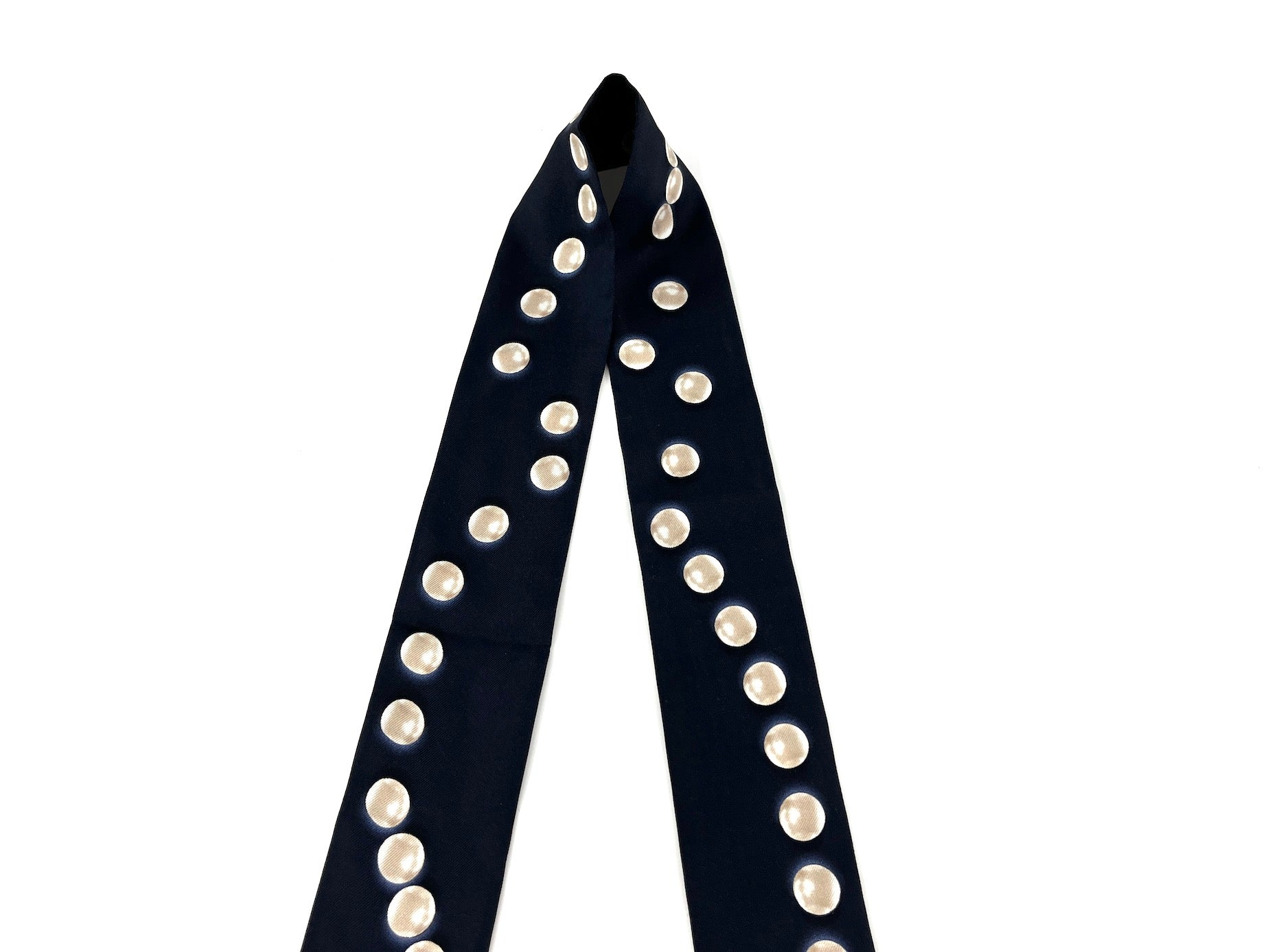 CHANEL Pearl Silk Pearl Print CC Logo Scarf