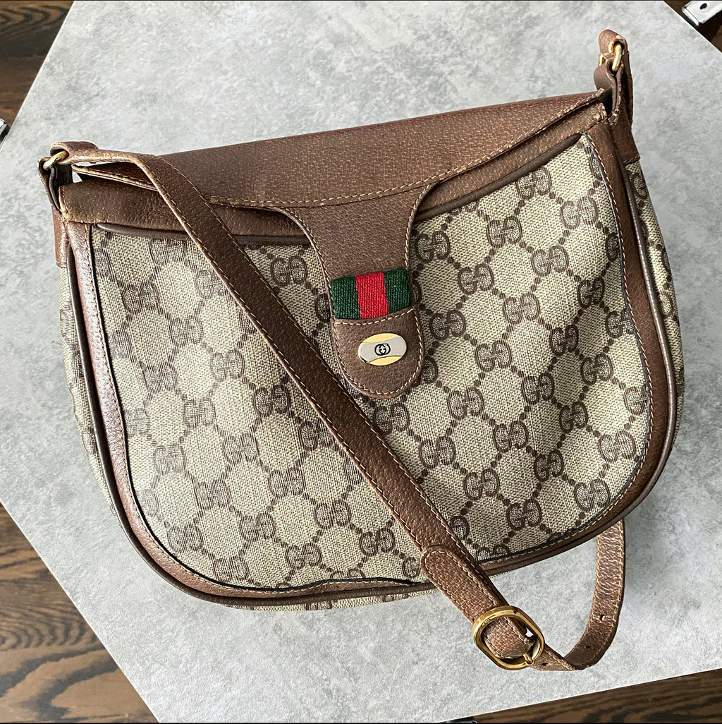 Gucci Vintage Monogram Canvas Shoulder Bag