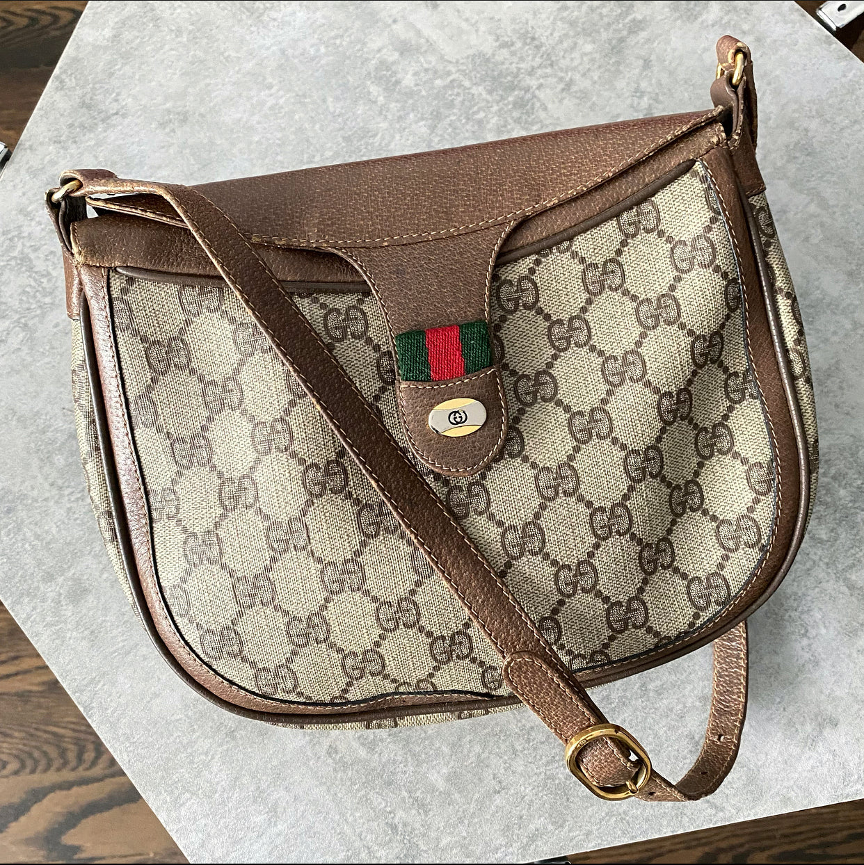Gucci Vintage Monogram Canvas Shoulder Bag