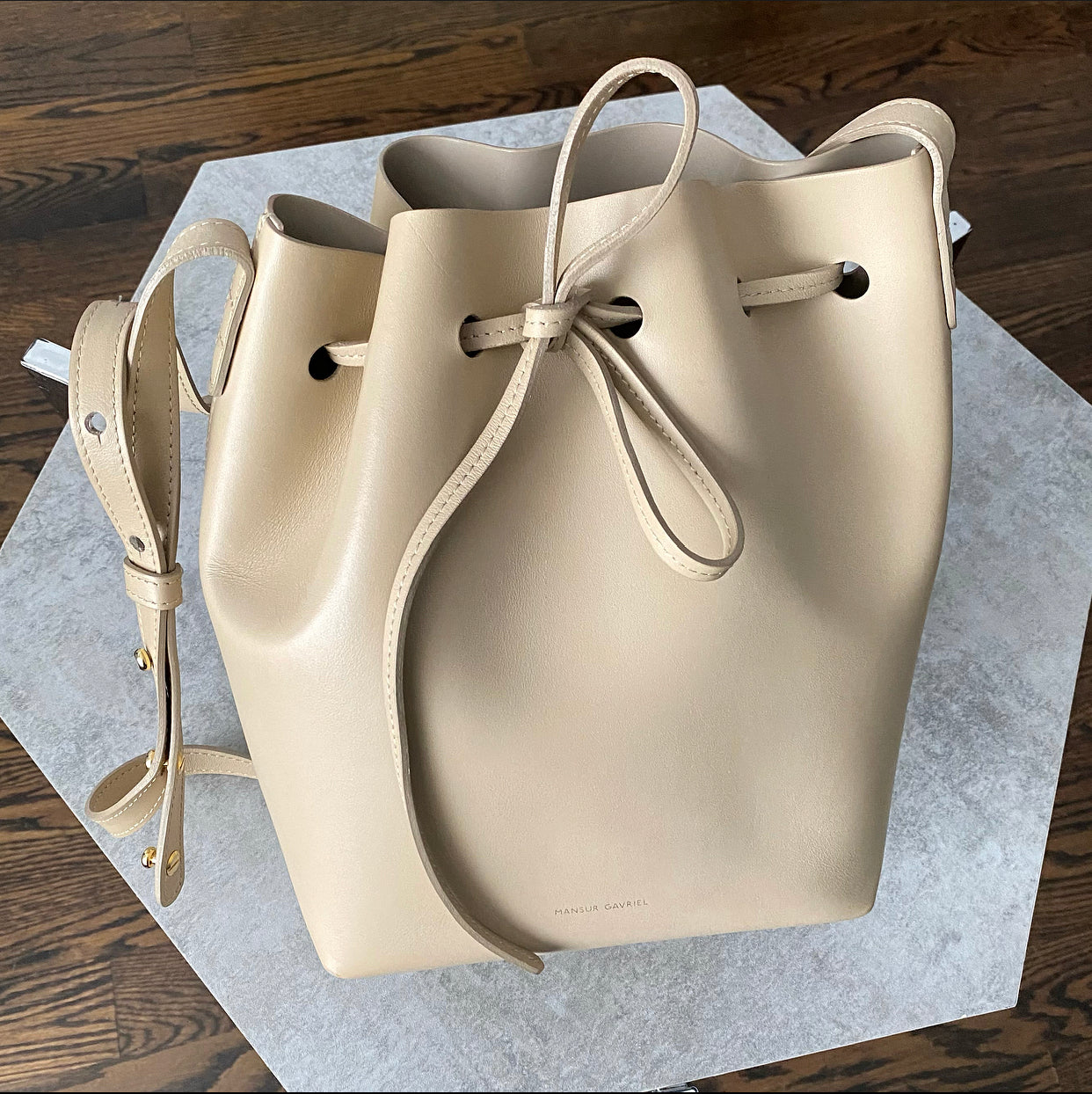 Mansur Gavriel Beige Mini Bucket Bag