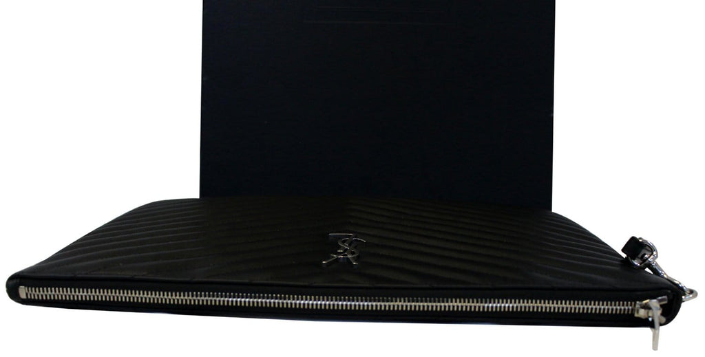 YVES SAINT LAURENT Monogram Black Leather Document Holder Clutch
