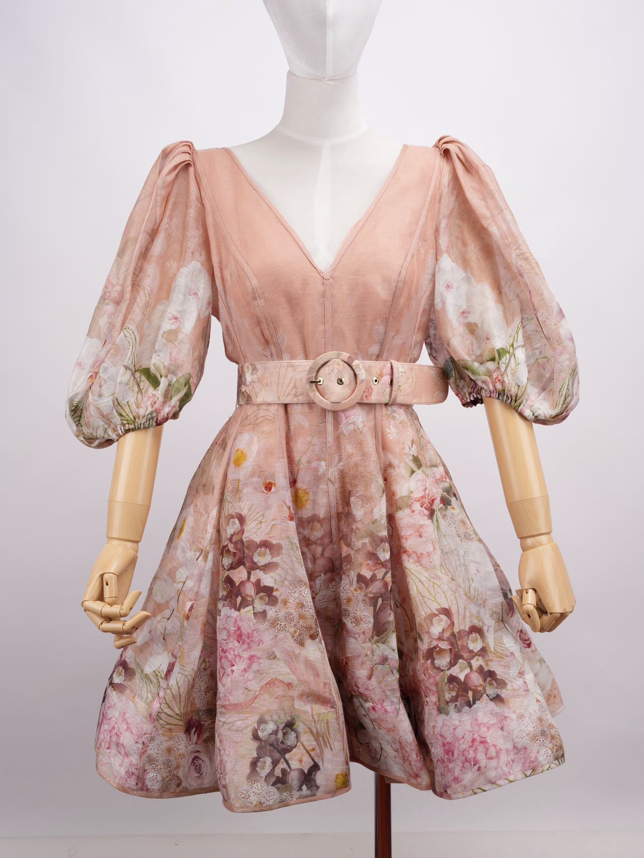 Zimmermann Women's Dancer Floral Puff-Sleeve Mini Dress size 2