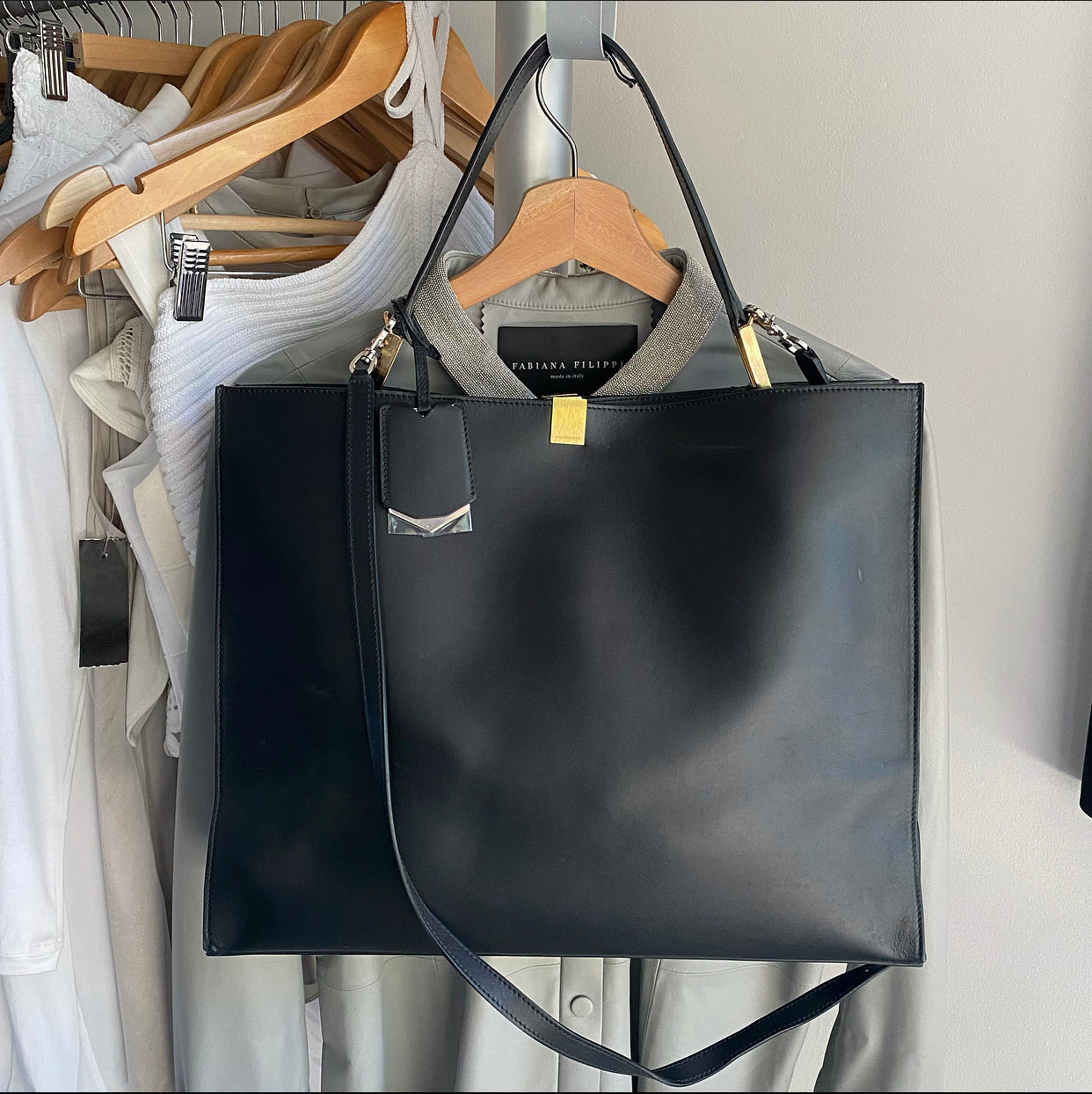 Balenciaga Le Dix Black Leather Large Tote Bag