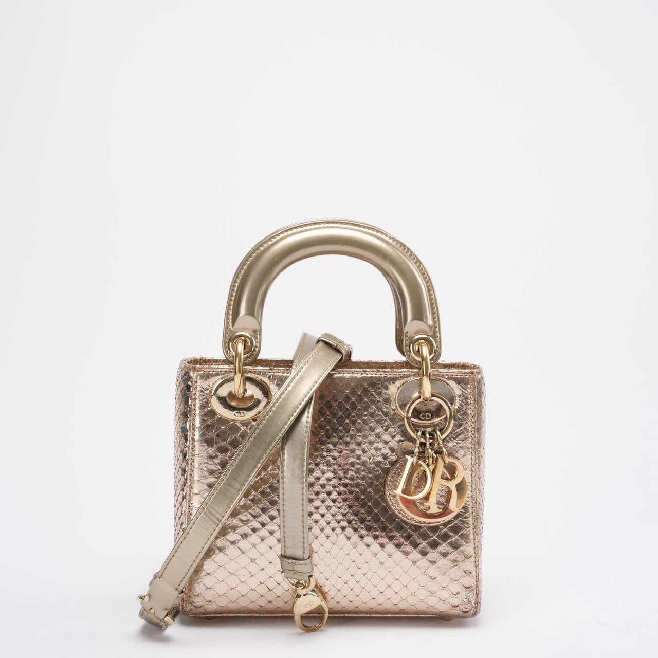 Dior Mini Lady Dior Bag Gold in Python Leather 2014