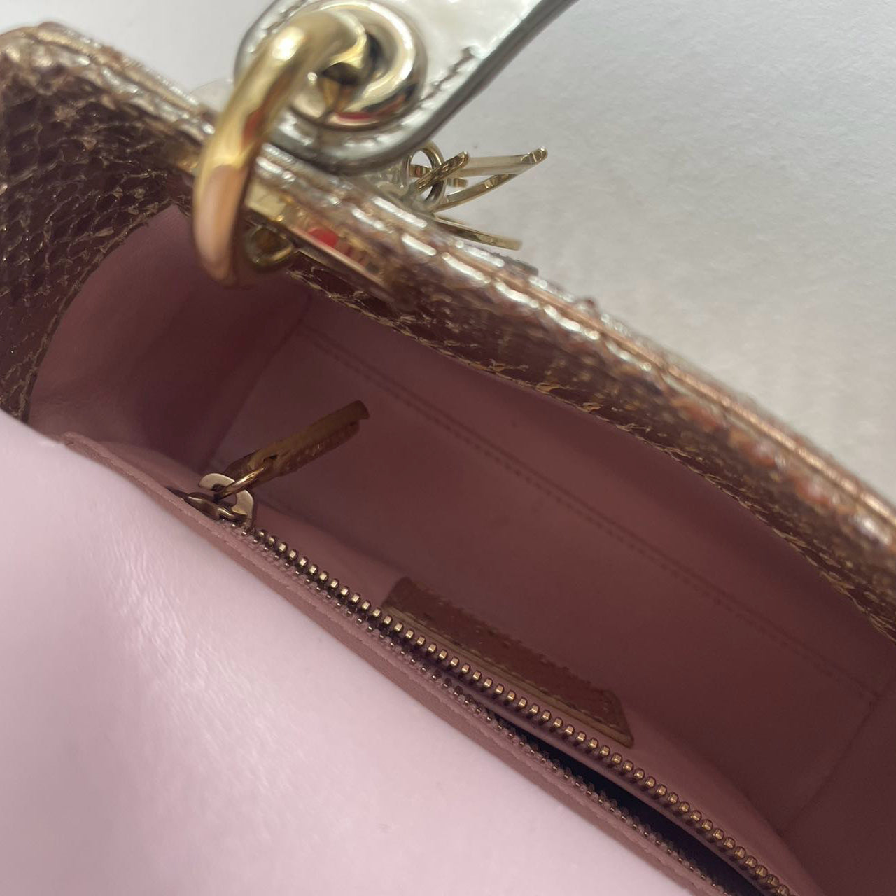 Dior Mini Lady Dior Bag Gold in Python Leather 2014