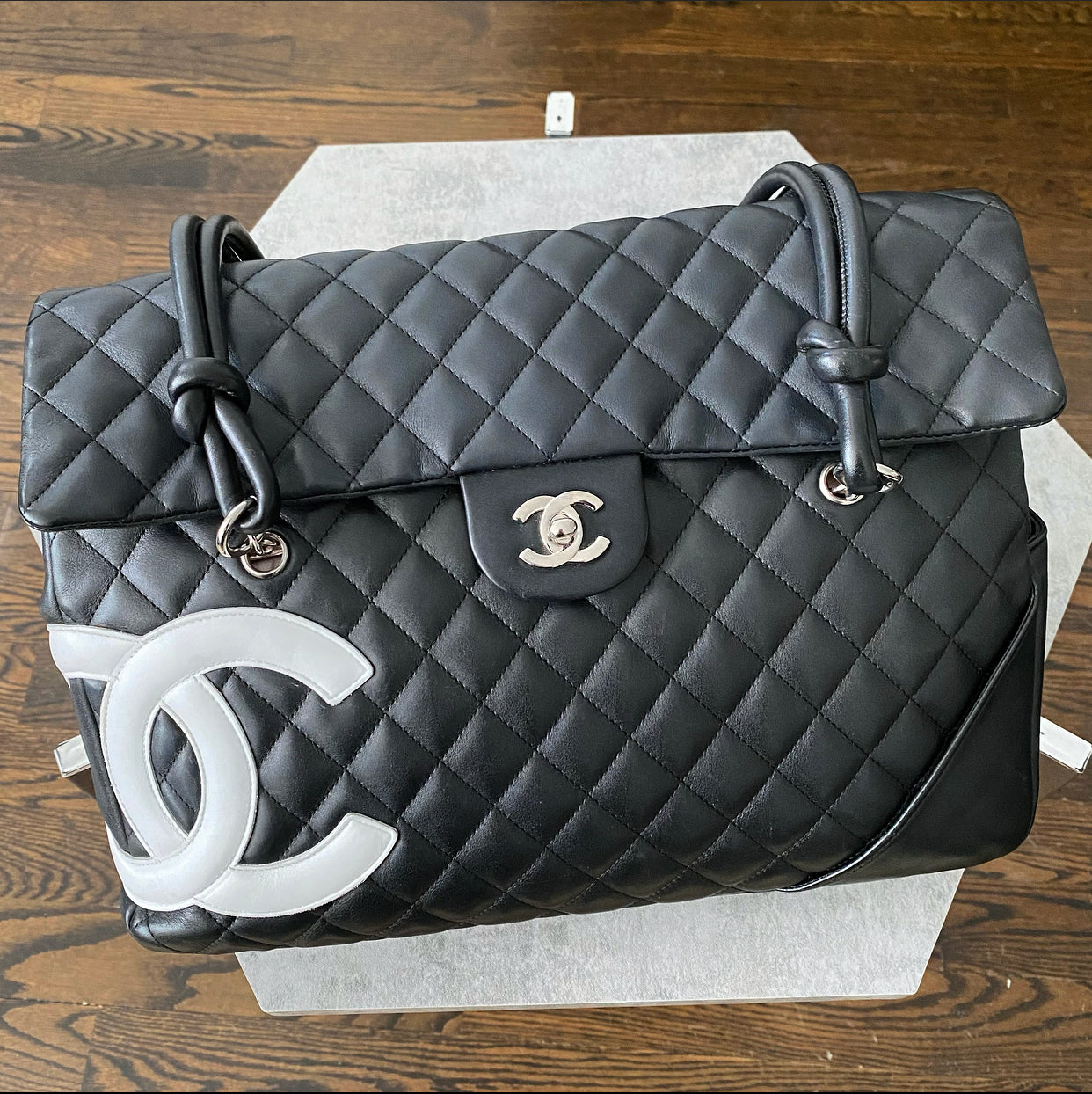 Chanel Black and White Cambon CC Shoulder Flap Bag