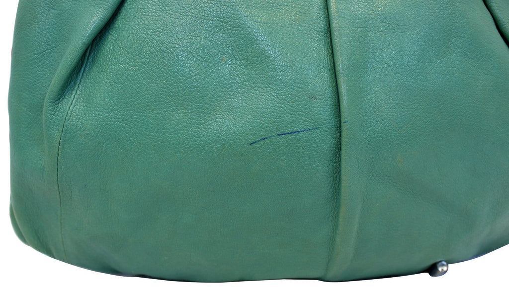 GUCCI Green Leather Bamboo Top Handle Shoulder Bag