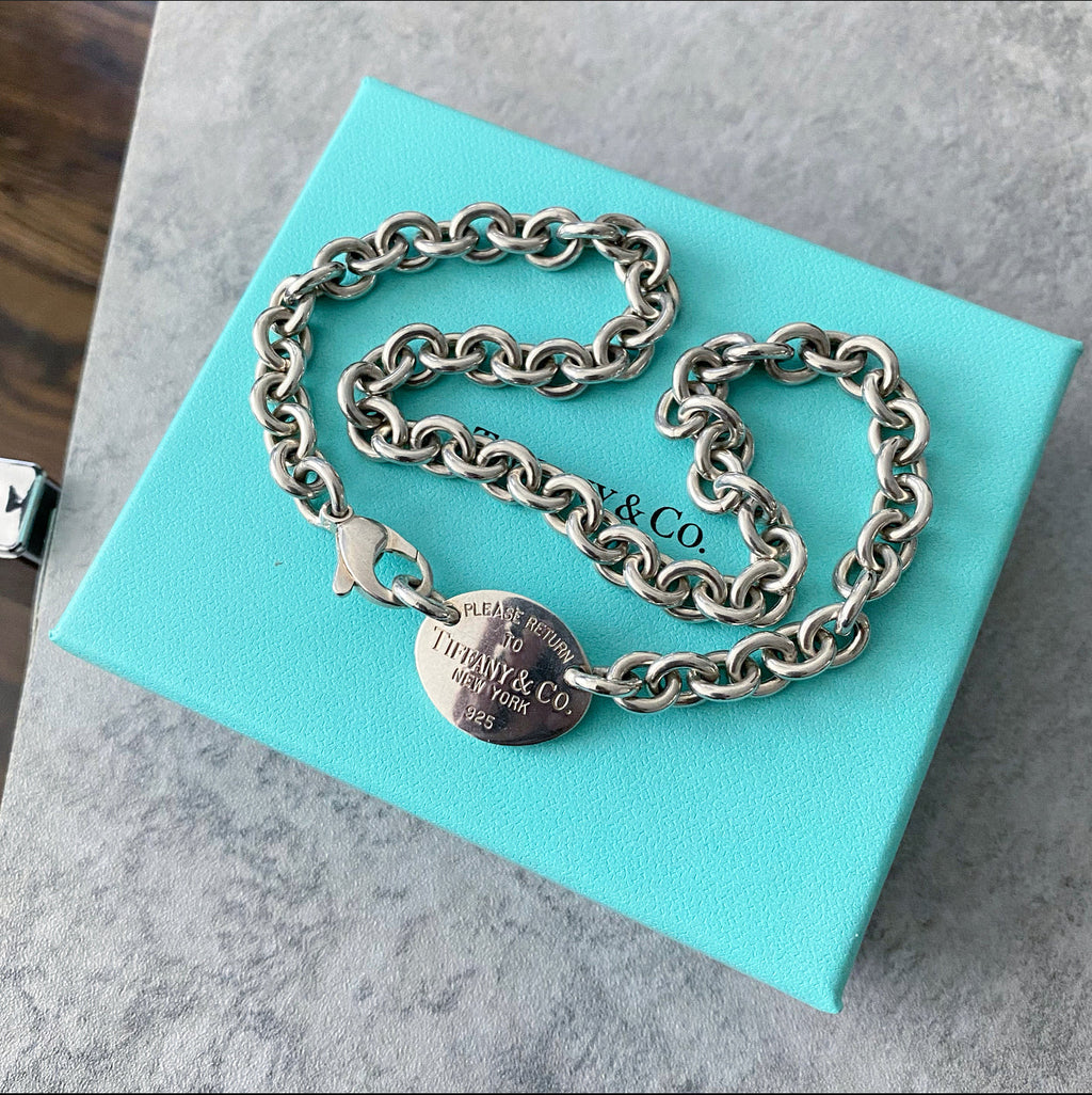 Tiffany & Co. Sterling Silver Oval Tag Necklace